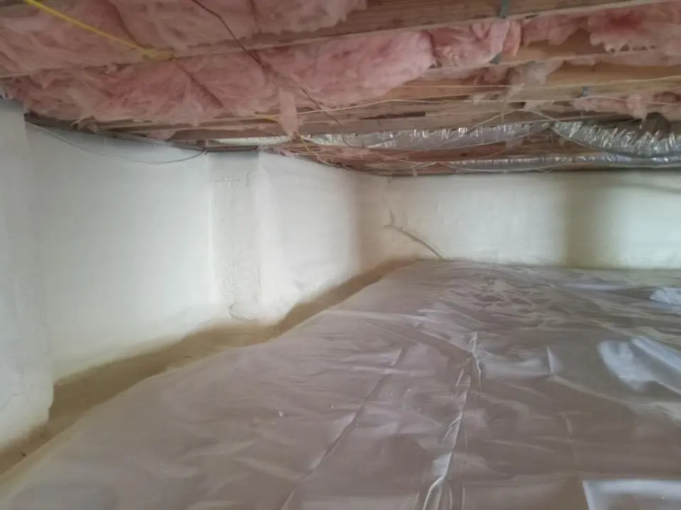 Crawl space encapsulation with closed-cell spray foam for Roof Waterproofing in East Bridgewater